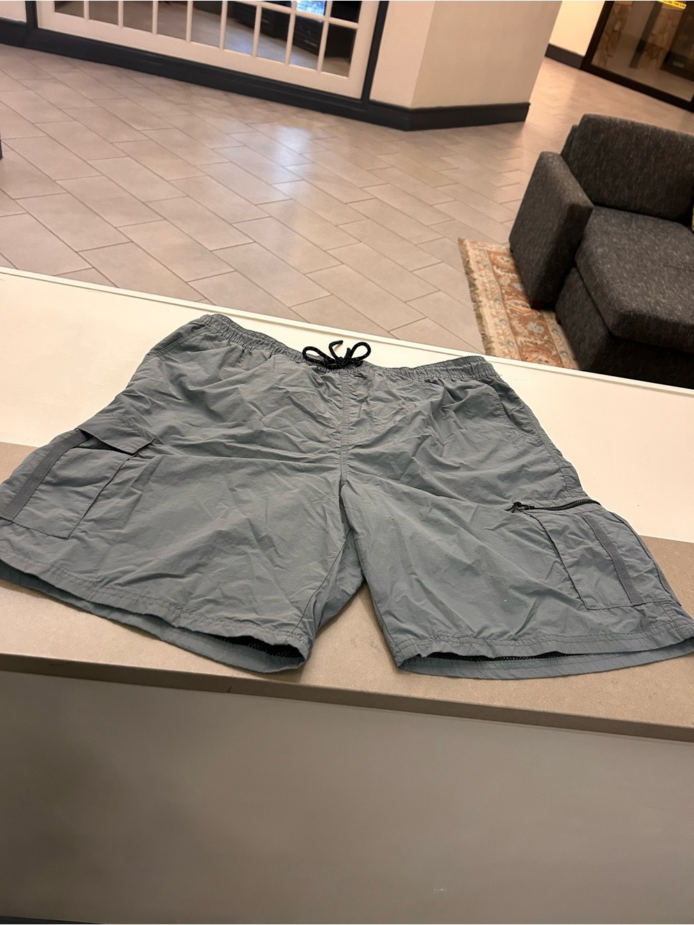 CSG Men's Gray Cargo Swim Shorts with Drawstring 3XL/3TG